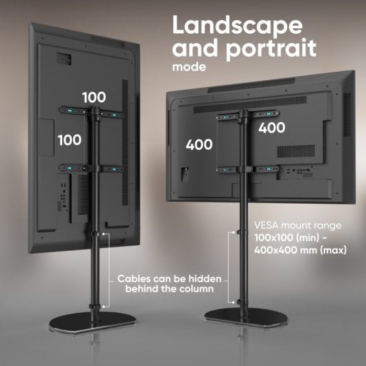 Support TV Onkron de 30 à 60 pouces, support TV universel pour un poids jusqu'à 41 kg, VESA 100 x 100 - 400 x 400 mm, base TV pivotante, noir TS5060-B