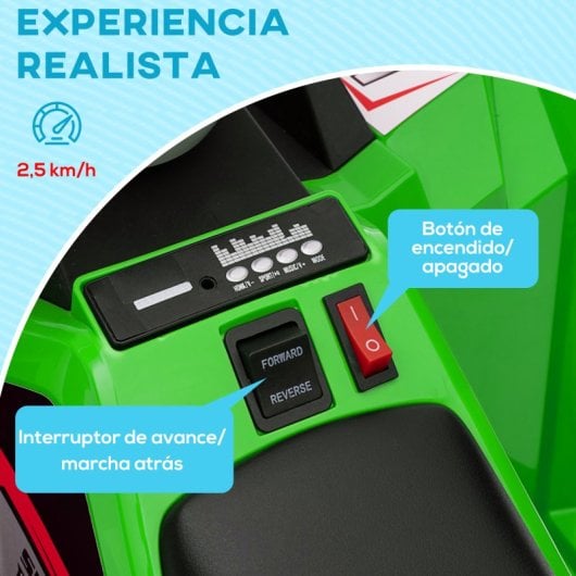 Homcom Quad Eléctrico Para Niños De 18-36 Meses 70x41,5x48,5 Cm Verde