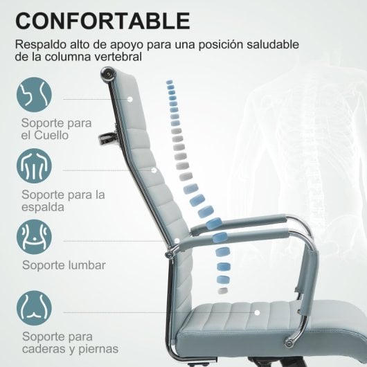 Vinsetto Silla De Escritorio Giratoria Con Respaldo Alto Altura Ajustable Gris