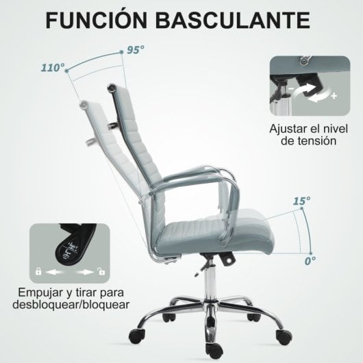 Vinsetto Silla De Escritorio Giratoria Con Respaldo Alto Altura Ajustable Gris