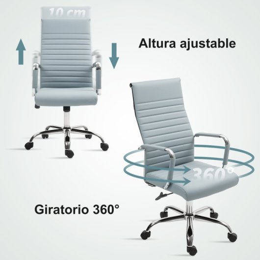 Vinsetto Silla De Escritorio Giratoria Con Respaldo Alto Altura Ajustable Gris