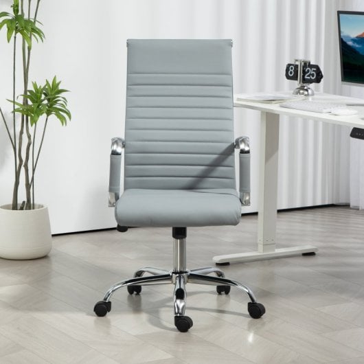 Vinsetto Silla De Escritorio Giratoria Con Respaldo Alto Altura Ajustable Gris