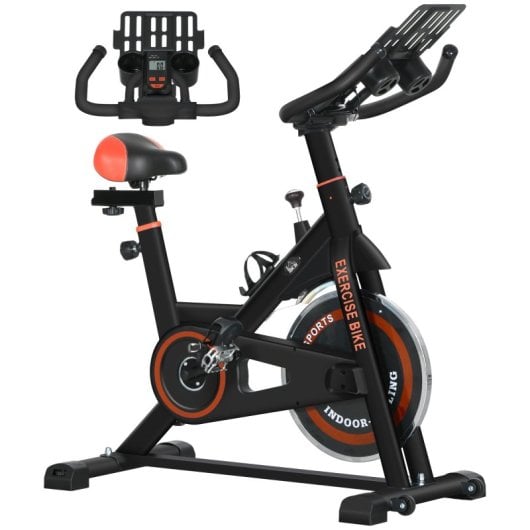 Homcom Bicicleta Estática Con Resistencia Regulable Pantalla Lcd Y Volante Rojo