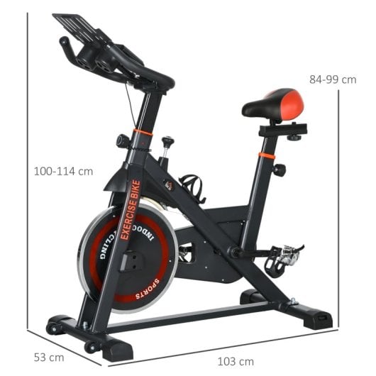 Homcom Bicicleta Estática Con Resistencia Regulable Pantalla Lcd Y Volante Rojo