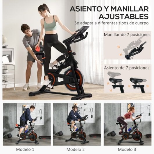 Homcom Bicicleta Estática Con Resistencia Regulable Pantalla Lcd Y Volante Rojo