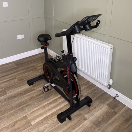 Homcom Bicicleta Estática Con Resistencia Regulable Pantalla Lcd Y Volante Rojo
