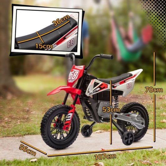 Aiyaplay Moto Eléctrica Para Niños De +3 Años Con Batería 12v Música Rojo