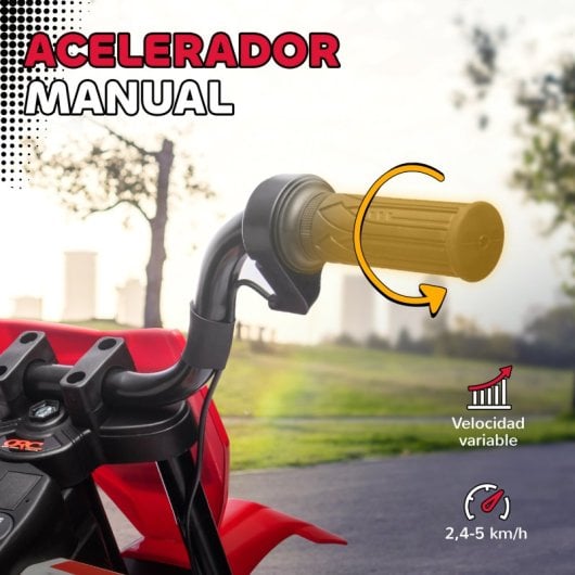 Aiyaplay Moto Eléctrica Para Niños De +3 Años Con Batería 12v Música Rojo