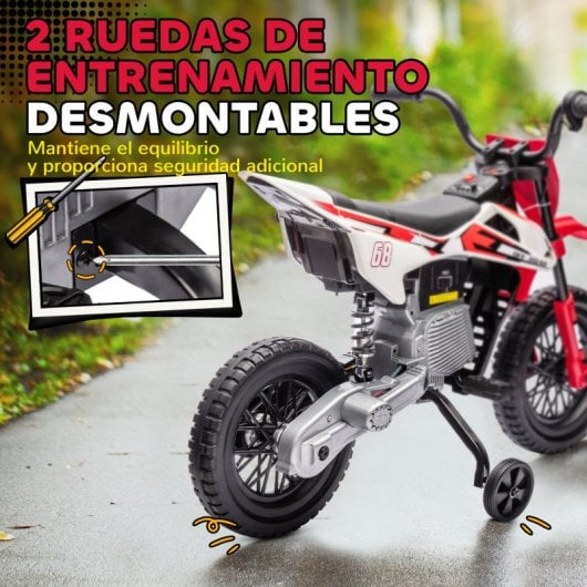 Aiyaplay Moto Eléctrica Para Niños De +3 Años Con Batería 12v Música Rojo