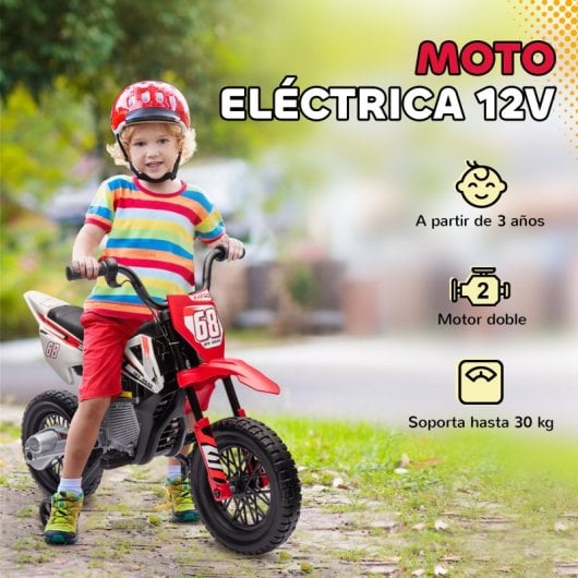 Aiyaplay Moto Eléctrica Para Niños De +3 Años Con Batería 12v Música Rojo