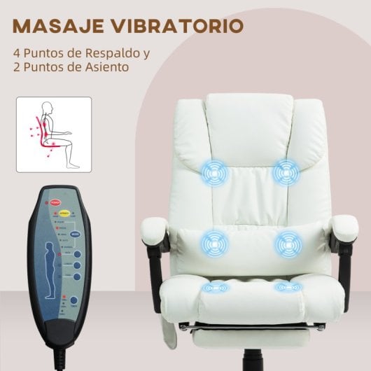Vinsetto Silla De Oficina Con Masaje De 6 Puntos Con Respaldo Reclinable Blanco