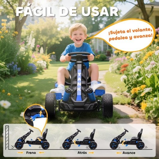 Aiyaplay Kart Pedales Para Niños De +3 Años Con Embrague Automático Azul