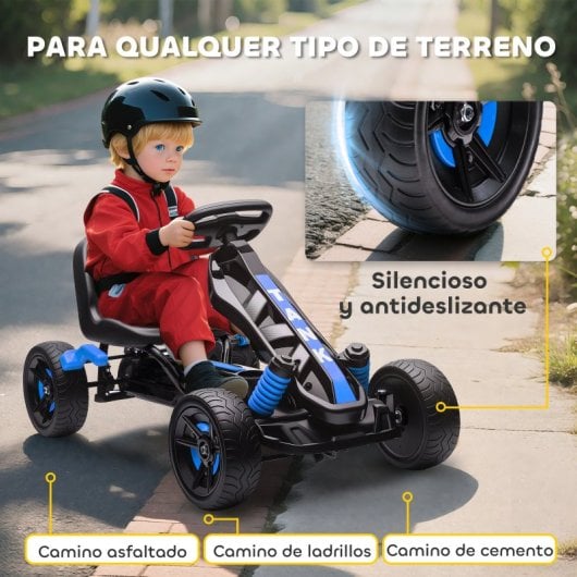 Aiyaplay Kart Pedales Para Niños De +3 Años Con Embrague Automático Azul