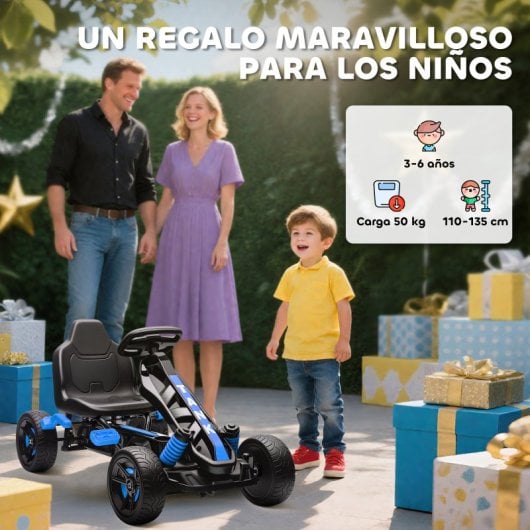 Aiyaplay Kart Pedales Para Niños De +3 Años Con Embrague Automático Azul