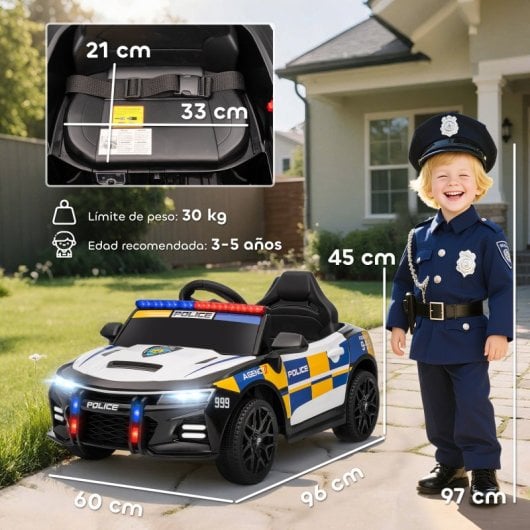 Aiyaplay Coche Eléctrico Para Niños De Policía Con Mando A Distancia Multicolor