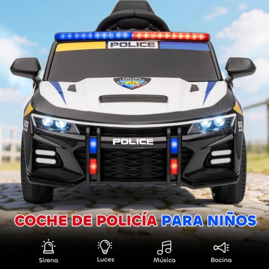 Aiyaplay Coche Eléctrico Para Niños De Policía Con Mando A Distancia Multicolor