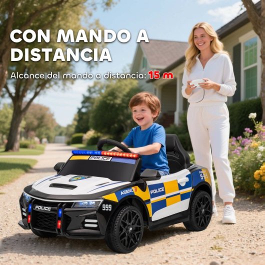 Aiyaplay Coche Eléctrico Para Niños De Policía Con Mando A Distancia Multicolor