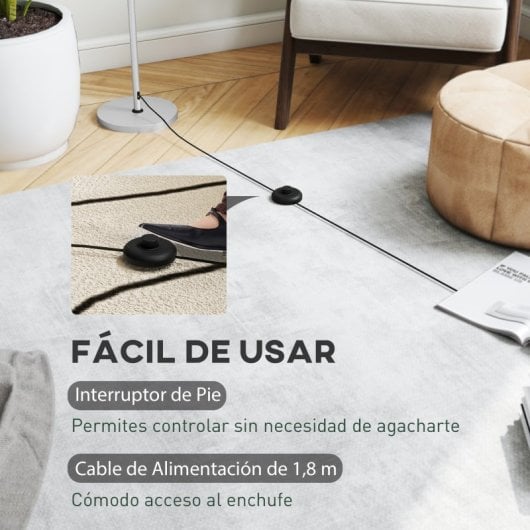 Homcom Lámpara De Pie Moderna Con Pantalla De Cuenco E Interruptor De Pie Plata