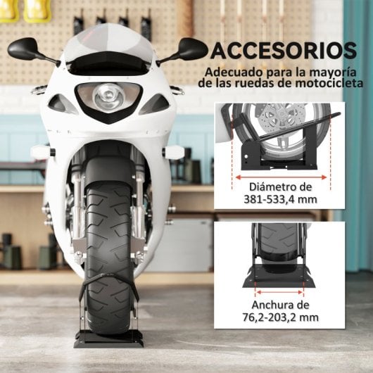 Homcom Caballete De Moto Carga 816,5 Kg Robusta Con Altura Ajustable Negro