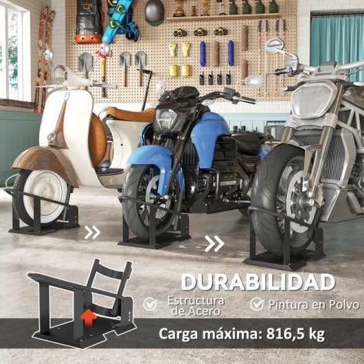 Homcom Caballete De Moto Carga 816,5 Kg Robusta Con Altura Ajustable Negro