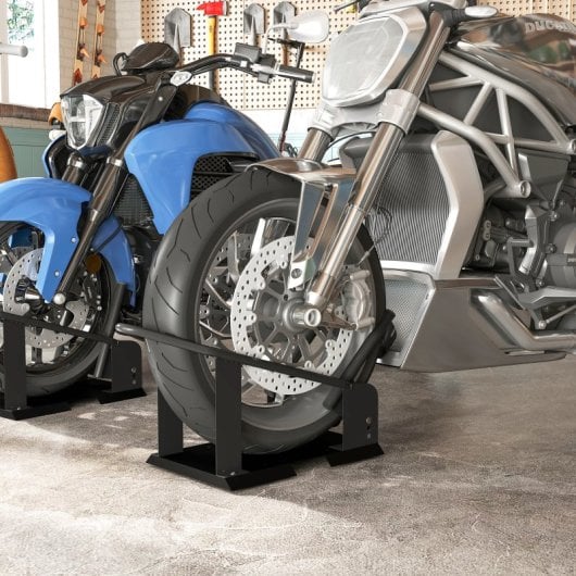 Homcom Caballete De Moto Carga 816,5 Kg Robusta Con Altura Ajustable Negro