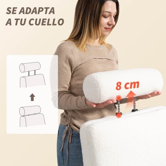 Homcom Cadeira de Escritório com Apoio para Pés e Estofo em Pele Creme