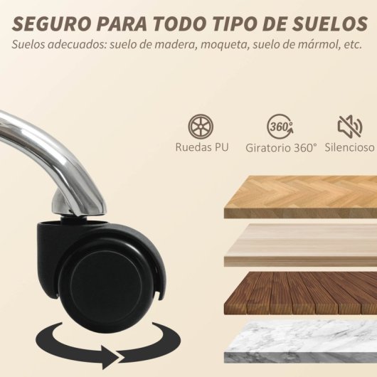 Homcom Cadeira de Escritório com Apoio para Pés e Estofo em Pele Creme