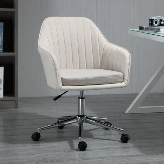Vinsetto Silla De Oficina Giratoria Con Altura Ajustable Y Reposabrazos Beige