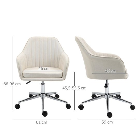 Vinsetto Silla De Oficina Giratoria Con Altura Ajustable Y Reposabrazos Beige