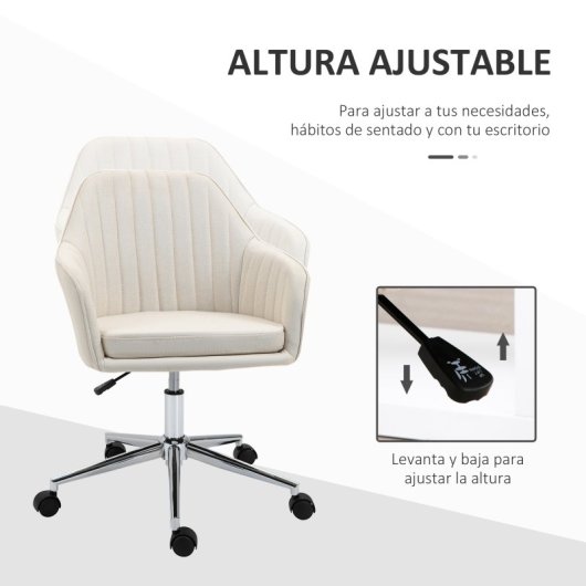Vinsetto Silla De Oficina Giratoria Con Altura Ajustable Y Reposabrazos Beige