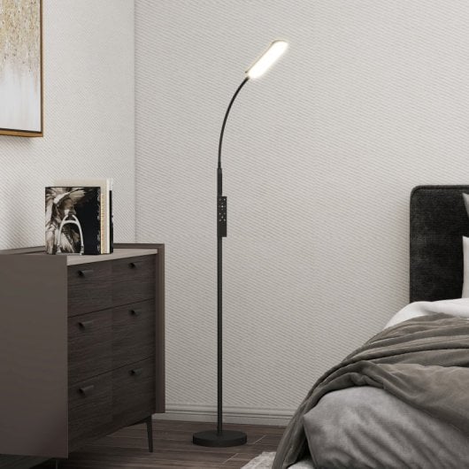 Homcom Lámpara De Pie Led Regulable Con Control Remoto Y Táctil Negro