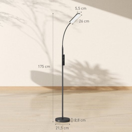 Homcom Lámpara De Pie Led Regulable Con Control Remoto Y Táctil Negro