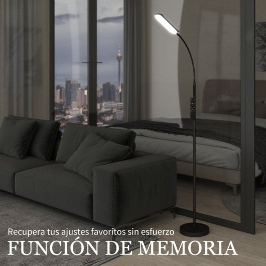 Homcom Lámpara De Pie Led Regulable Con Control Remoto Y Táctil Negro
