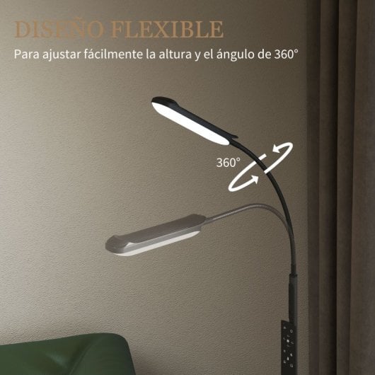 Homcom Lámpara De Pie Led Regulable Con Control Remoto Y Táctil Negro