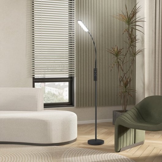 Homcom Lámpara De Pie Led Regulable Con Control Remoto Y Táctil Negro