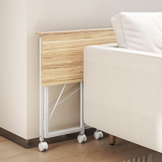 Homcom Escritorio Plegable Con Ruedas Para Espacios Pequeños 80x40x75 Cm Natural