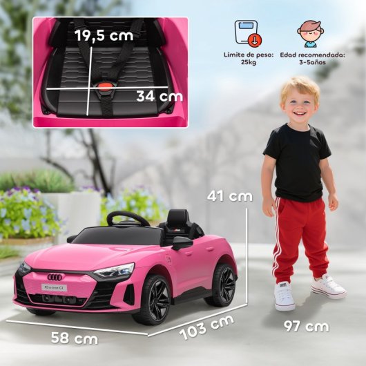 Homcom Coche Eléctrico Para Niños +3 Años Audi Rs E-tron Gt 103x58x41 Cm Rosa