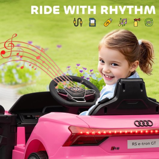 Homcom Coche Eléctrico Para Niños +3 Años Audi Rs E-tron Gt 103x58x41 Cm Rosa