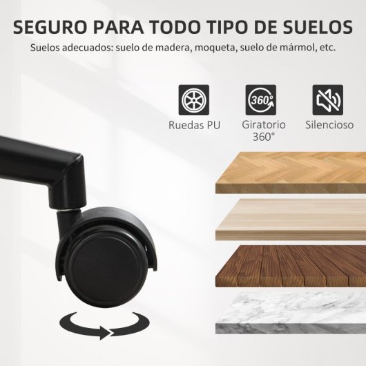Homcom Silla De Oficina Sin Brazos Giratoria Tapizada En Pu Negro Y Marrón