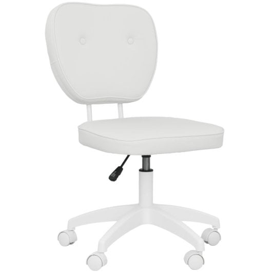 Vinsetto Silla De Escritorio Tapizada En Pu Sin Brazos 46x59x82-92 Cm Blanco