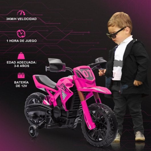 Aiyaplay Moto Eléctrica Para Niños De +3 Años Carga 30 Kg Rosa