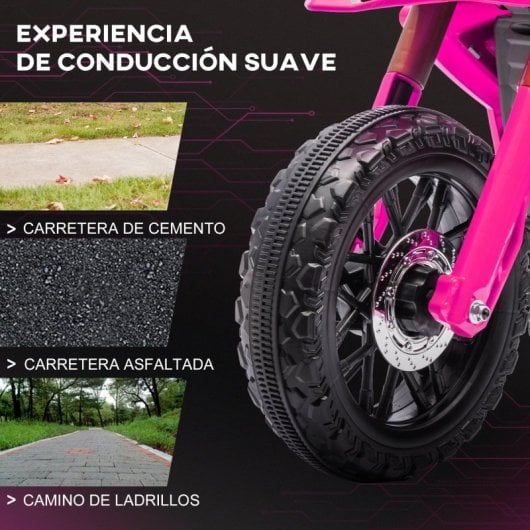 Aiyaplay Moto Eléctrica Para Niños De +3 Años Carga 30 Kg Rosa