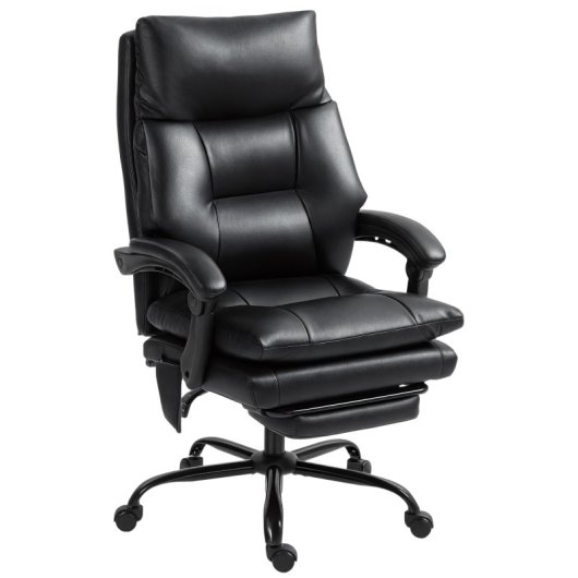 Homcom Silla De Escritorio Con Soporte Lumbar Inflable Respaldo Reclinable Negro