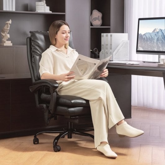 Homcom Silla De Escritorio Con Soporte Lumbar Inflable Respaldo Reclinable Negro
