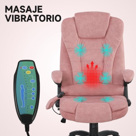 Vinsetto Silla De Masaje Reclinable Con 6 Puntos De Masaje 68x72x110-120cm Rosa