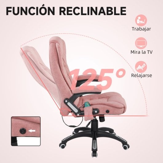 Vinsetto Silla De Masaje Reclinable Con 6 Puntos De Masaje 68x72x110-120cm Rosa