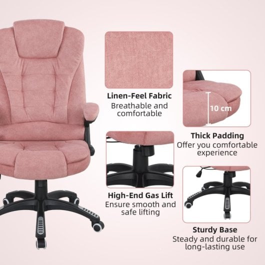 Vinsetto Silla De Masaje Reclinable Con 6 Puntos De Masaje 68x72x110-120cm Rosa
