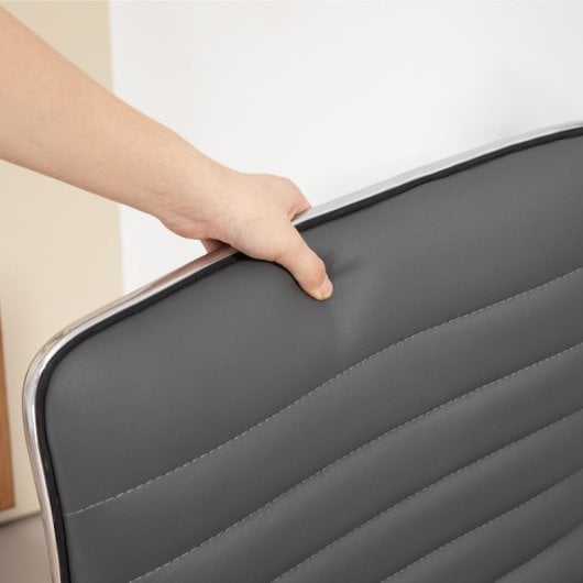 Homcom Silla De Oficina Sin Brazos Tapizada En Pu Carga 120 Kg Gris Oscuro