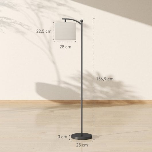 Homcom Lámpara De Pie Led Regulable Control Remoto Temporizador Negro