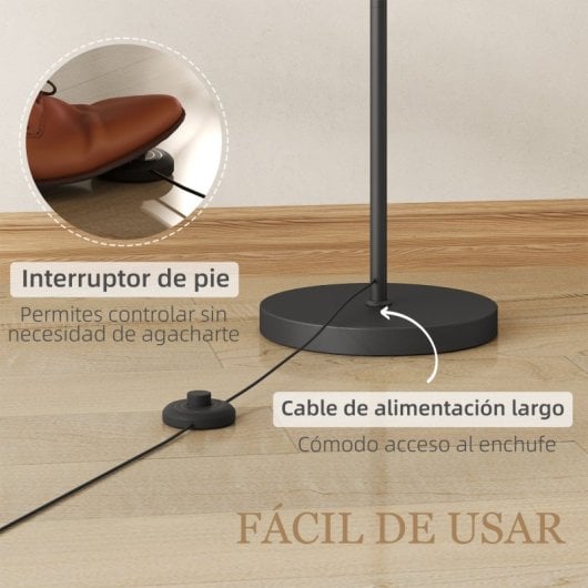 Homcom Lámpara De Pie Led Regulable Control Remoto Temporizador Negro